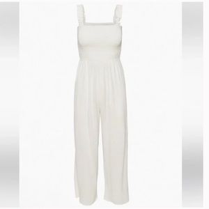 NWT Jessica Simpson Linen Blend Smocked Wide Leg Jumpsuit